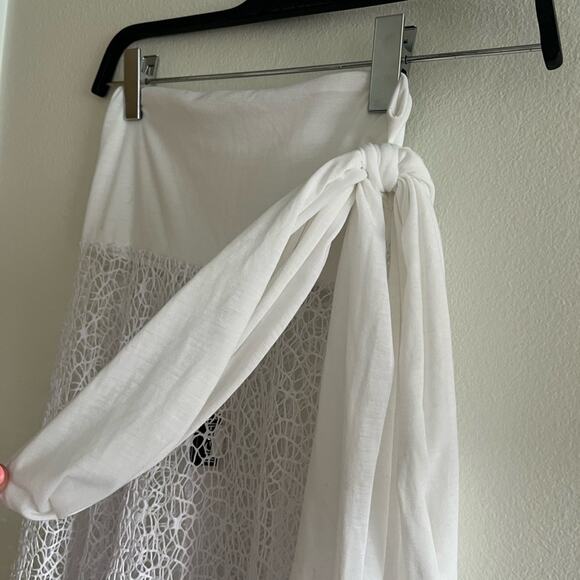 Ingear White Mesh See Through Side Tie Skirt Cover Up Large - Picture 4 of 8